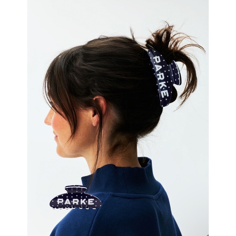 Parke Hair Clip Denim Polka Dot NIB